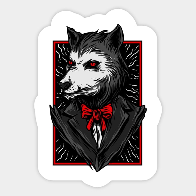 Big Bad Wolf Suit Black Red Sticker by BradleyHeal